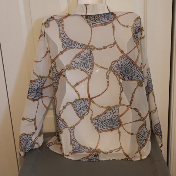 St John Sport Sheer Med Button Down Mob Wife Retro Glam Rock Equestrian - Picture 11 of 12